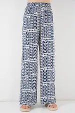 Kadın Desenli Viskon Pantolon 6749 - Krem