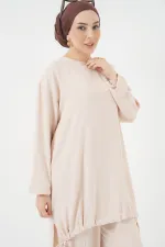 Ensemble deux pièces tunique et pantalon 6682 - Crème