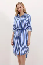 5629 Striped Belted Dress - Saxe