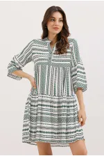 1975 Ethnic Pattern Dress - Khaki