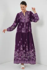 Robe hijab authentique à motifs 2423 - Violet clair