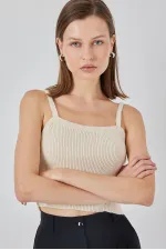 Chemisier court à bretelles pour femme 15934 - Crème