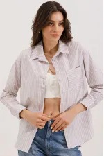 Chemise rayée oversize 20205 - Crème