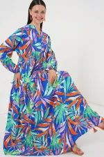 Robe hijab à motifs authentiques 2423 - Bleu marine, taille 10
