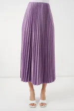 Jupe plissée aspect cuir 8009 - Lilas