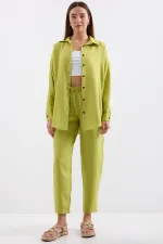 6622 Keten İkili Takım - Yağ Yeşil
