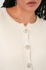 Kadın Triko Panço Hırka 15965 - Ekru