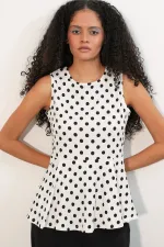 Women's Sleeveless Polka Dot Blouse 40021 - White