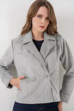 Veste en cachemire pour femme 0725 - Gris clair