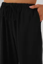 Kadın Yüksek Bel Bol Paça Pantolon - Siyah