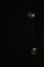 15881 Buttoned Short Knit Vest - Black