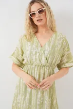 Women's Patterned Short Sleeve Dress 2569 - E.Green