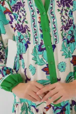 Robe hijab à motifs authentiques 2423 - Vert 1