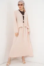 Kadın Ayrobin Kimono Etek İkili Takım 8047 - Krem