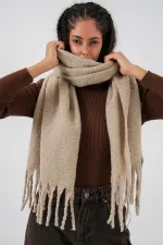 Écharpe châle épaisse et douce pour femme 15951 - Beige clair