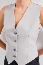 6796 Short Woven Vest - Gray