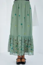 Kadın Çağla Desenli Şifon Etek 8010