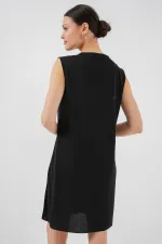 2535 Kolsuz Midi Elbise Astarı İçlik Jüpon - Siyah