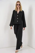 Women's Jacket and Trousers Two-Piece Set 30065 - Black Women's Jacket and Trousers Two-Piece Set 30065 - Black