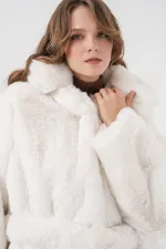 Manteau en fausse fourrure pour femme 5234 - Écru