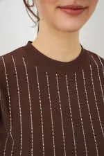 Women's Sleeveless Embellished Blouse 931 - Brown