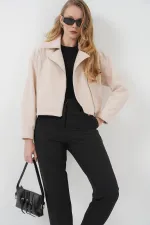 0717 Women's Short Cashmere Jacket - Beige