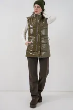 Kadın Parlak Şişme Yelek 5218 - Haki