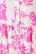 Women's Patterned Long Hijab Dress 2585 - Pink