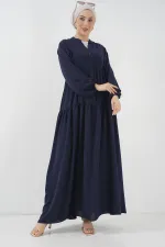 Robe longue hijab pour femme 2527 - Bleu marine