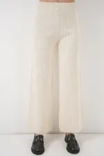 Ensemble deux pièces en maille rayée oversize pour femme 15959 - Écru