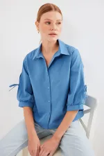 20246 Chemise courte à manches détaillées - Indigo