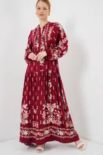 Robe hijab à motifs authentiques 2423 - H. Bordeaux