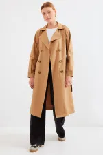 5853 Double-breasted Trench Coat - Tan 5853 Double-breasted Trench Coat - Tan