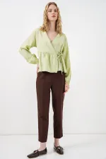 Kadın Yandan Bağlamalı Uzun Kollu Bluz 996 - E.Yeşil