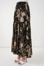 1898 Desenli Uzun Etek - Düz Siyah