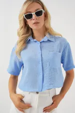 T-shirt court à manches courtes pour femme 20341 - Bleu