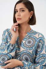 Robe longue hijab à motifs pour femme 2585 - Vert menthe