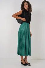 Jupe plissée aspect cuir 8009 - Verte
