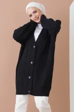 15768 Hijab Knitwear Cardigan - Black