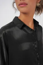 Chemise oversize en satin noir 3985