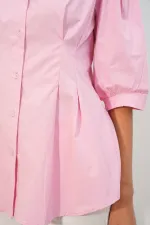 Women's Long Waist-Fitting Shirt 20383 - Pink Women's Long Waist-Fitting Shirt 20383 - Pink
