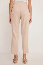 Pantalon beige taille haute pour femme 6650
