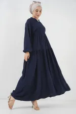 Robe longue hijab pour femme 2527 - Bleu marine