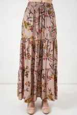 1898 Desenli Uzun Etek - Bej