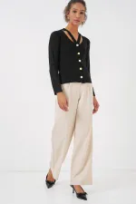 Gilet basique en maille boutonnée 924 - Noir