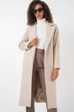 9118 Double Breasted Cashmere Coat - Cream
