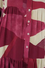 Robe hijab à motifs authentiques 2423 - B. Bordeaux