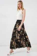1898 Desenli Uzun Etek - Düz Siyah