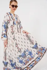 Robe hijab à motifs authentiques 2423 - Bleu Z.