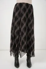 Kadın Asimetrik Kesim Şifon Etek 8056 - Siyah